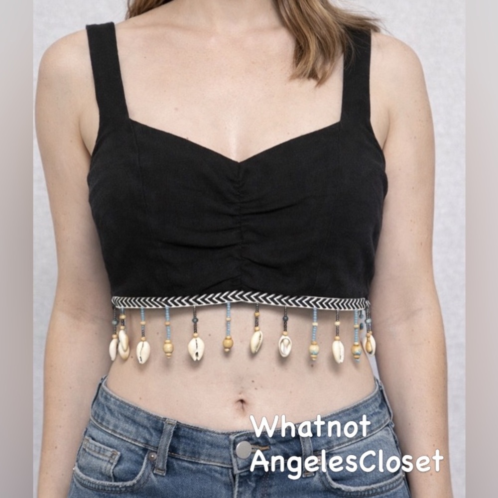 Zara Black Crop Top with Shell Details